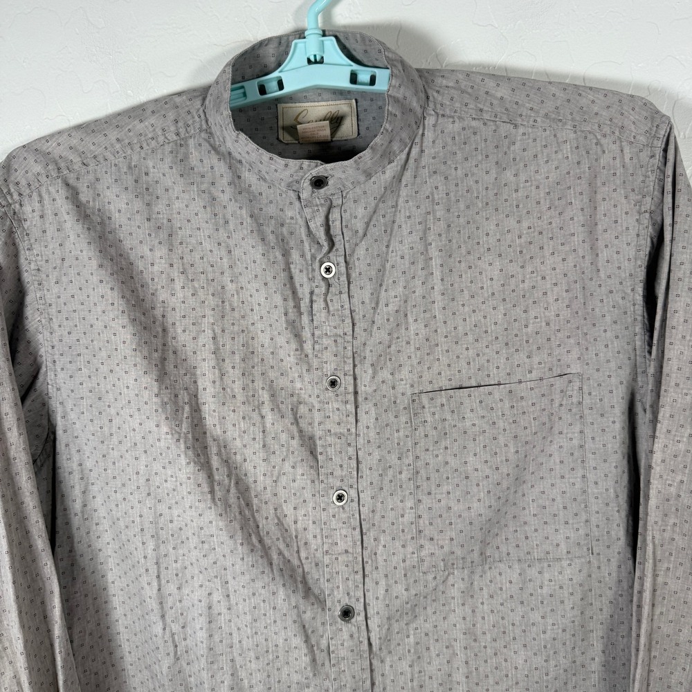 Scully Shirt Mens Large Gray Frontier Button Up Western Cowboy Band Collar